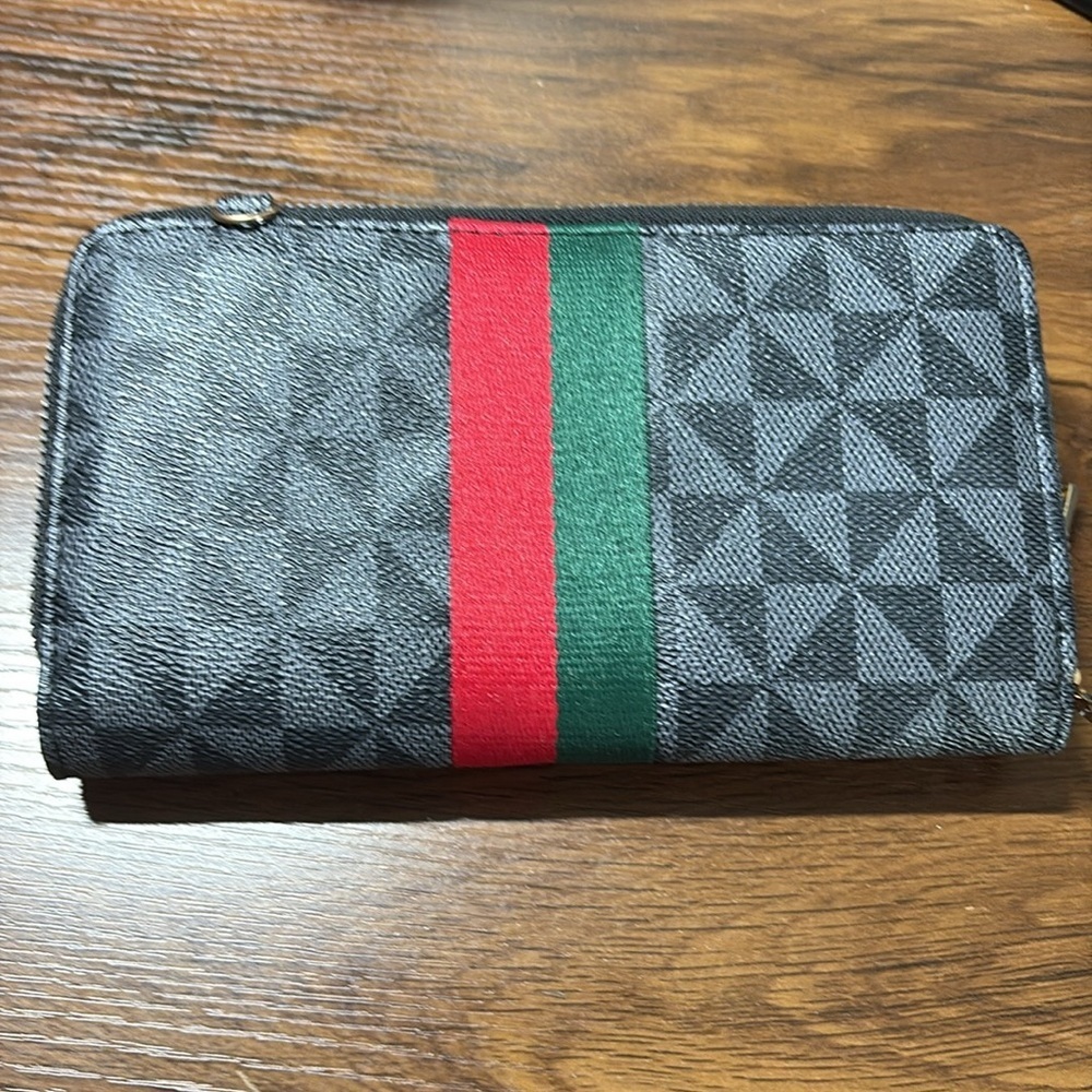 Gray Geometric Wallet with Gold Bee Accent NWOT - Picture 2 of 3